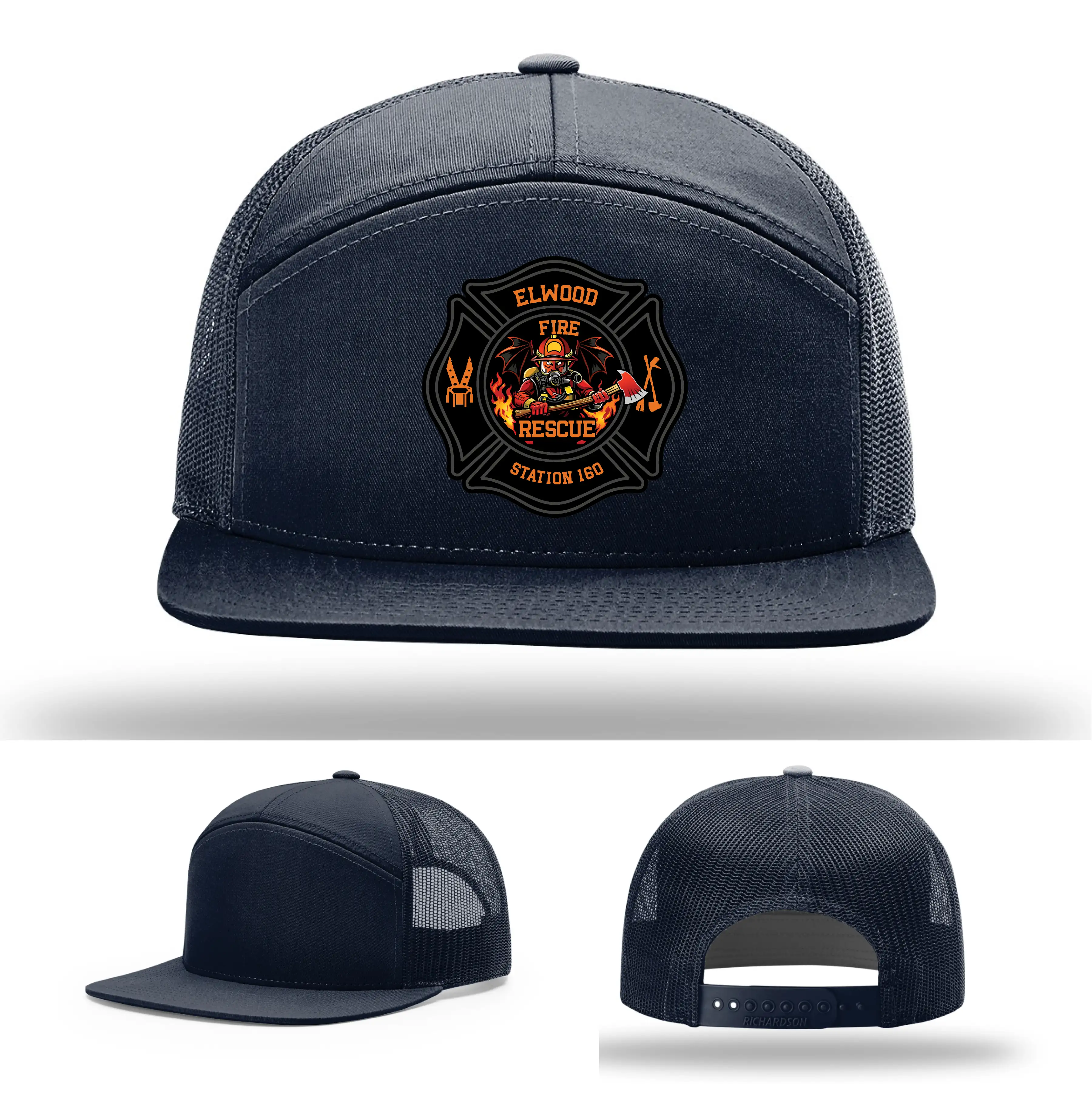 Elwood Fire Rescue leather patch crew hat