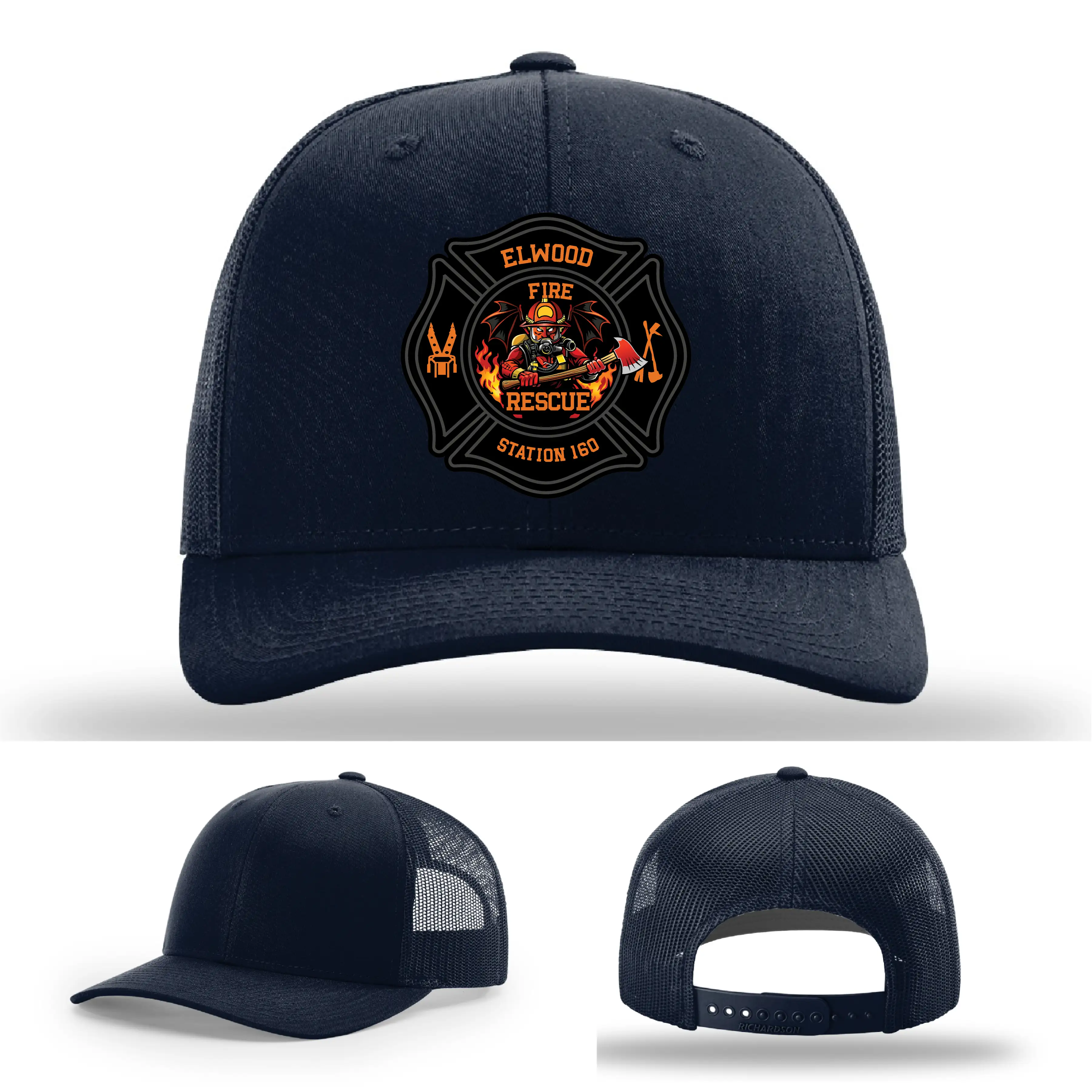 Department cap with Elwood Fire Rescue leather patch