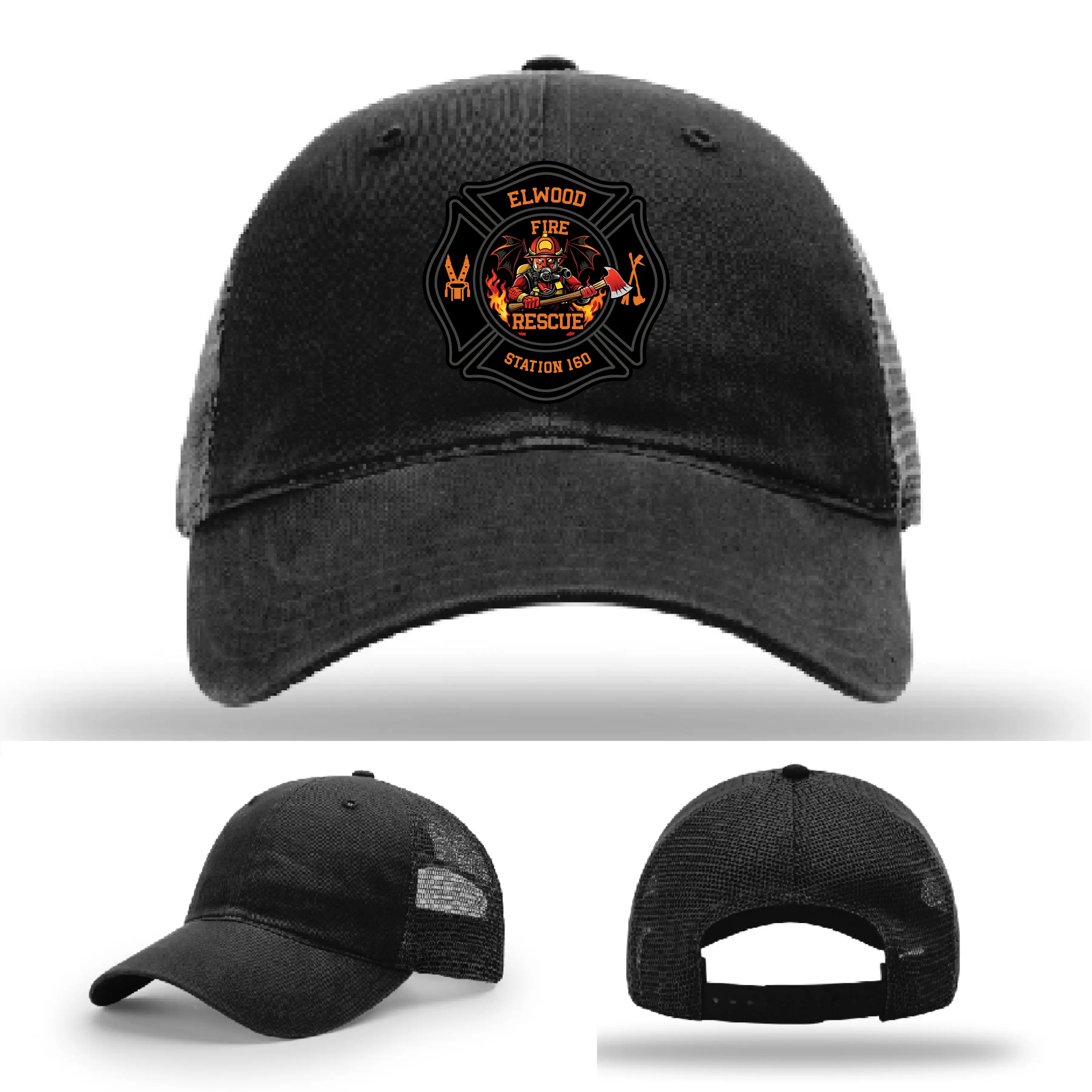 Elwood Fire Rescue department hat with leather patch