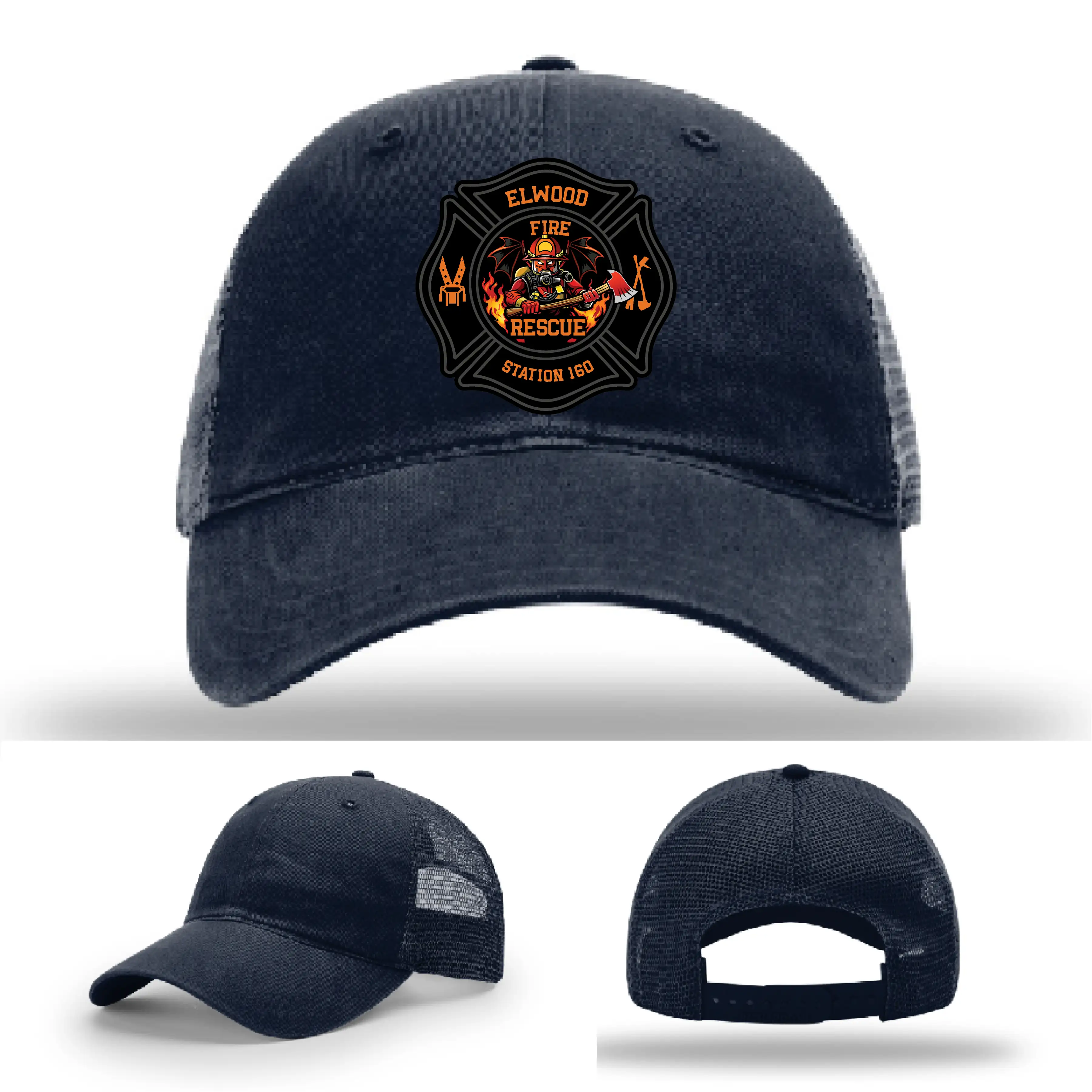 Fire service hat featuring Elwood Fire Rescue