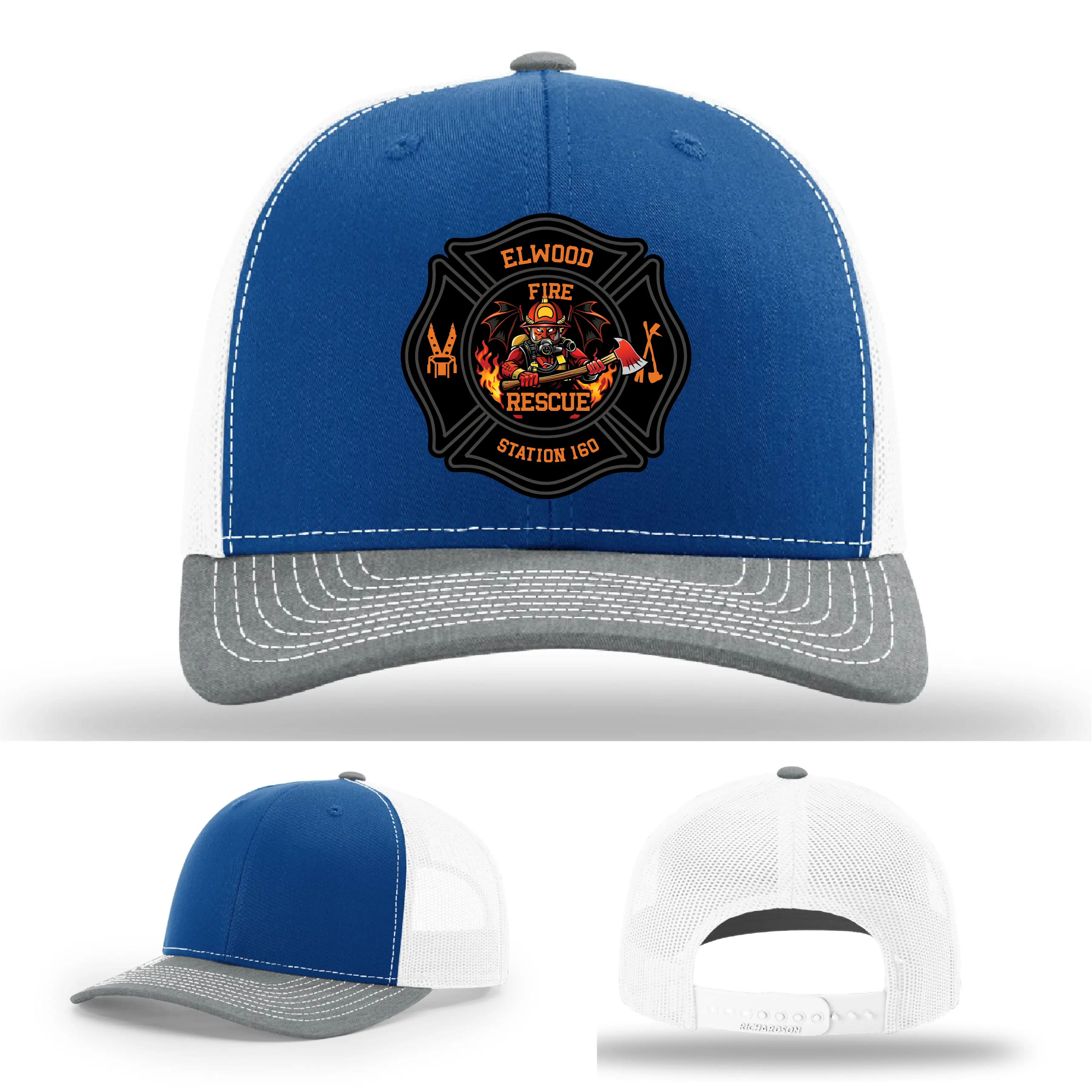 Elwood Fire Rescue firefighter apparel leather patch hat