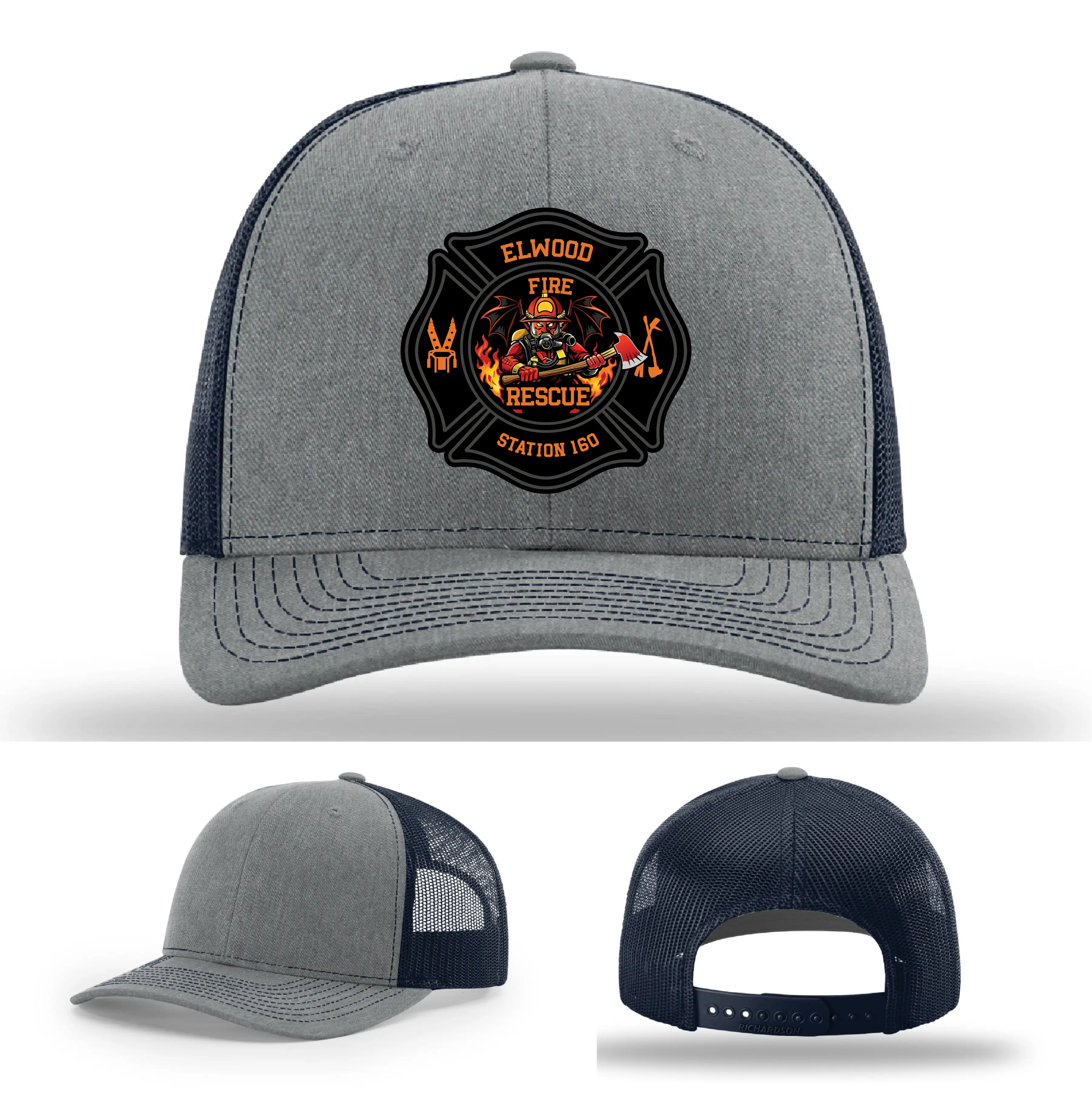 Front view of Elwood Fire Rescue firefighter hat