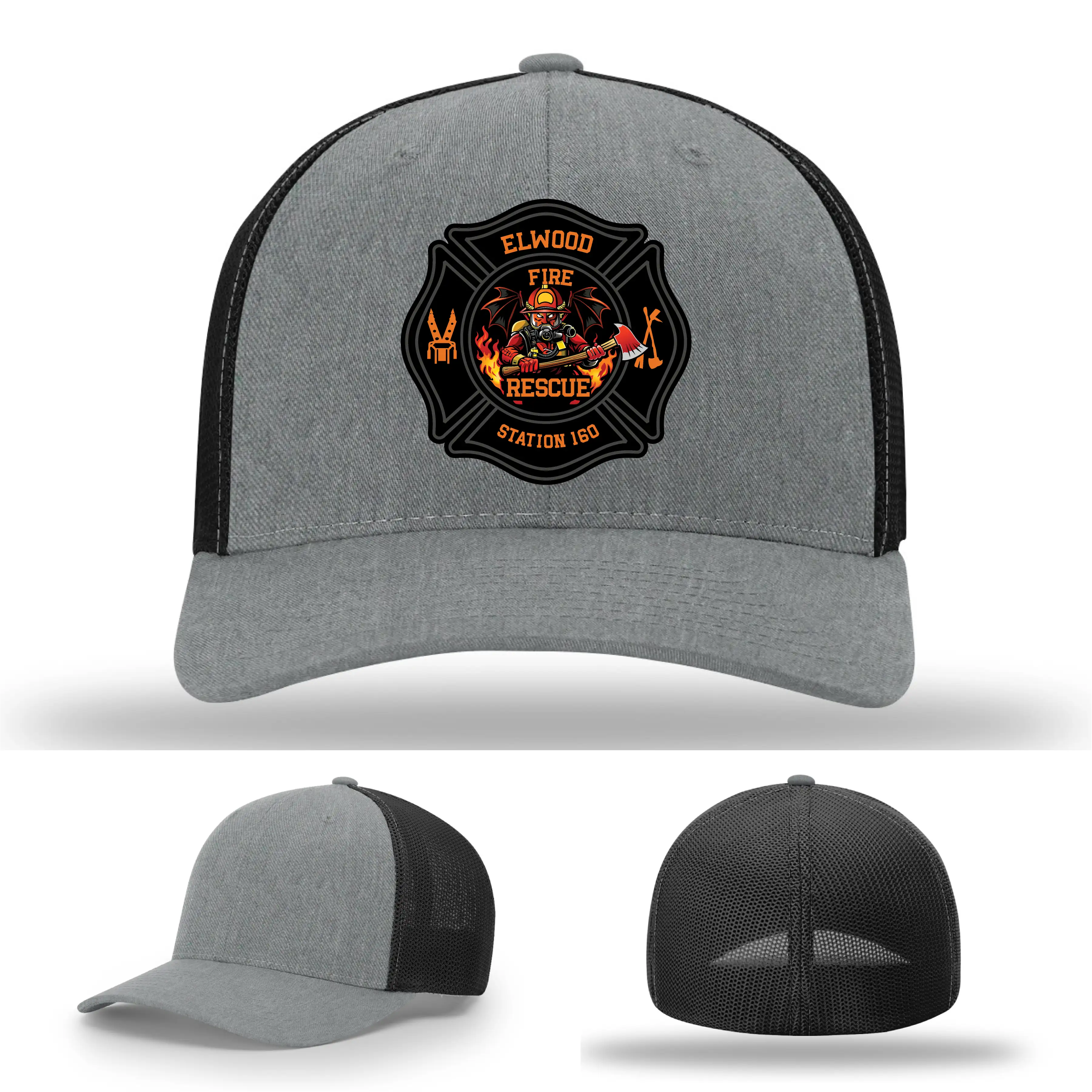 Elwood Fire Rescue leather patch department cap