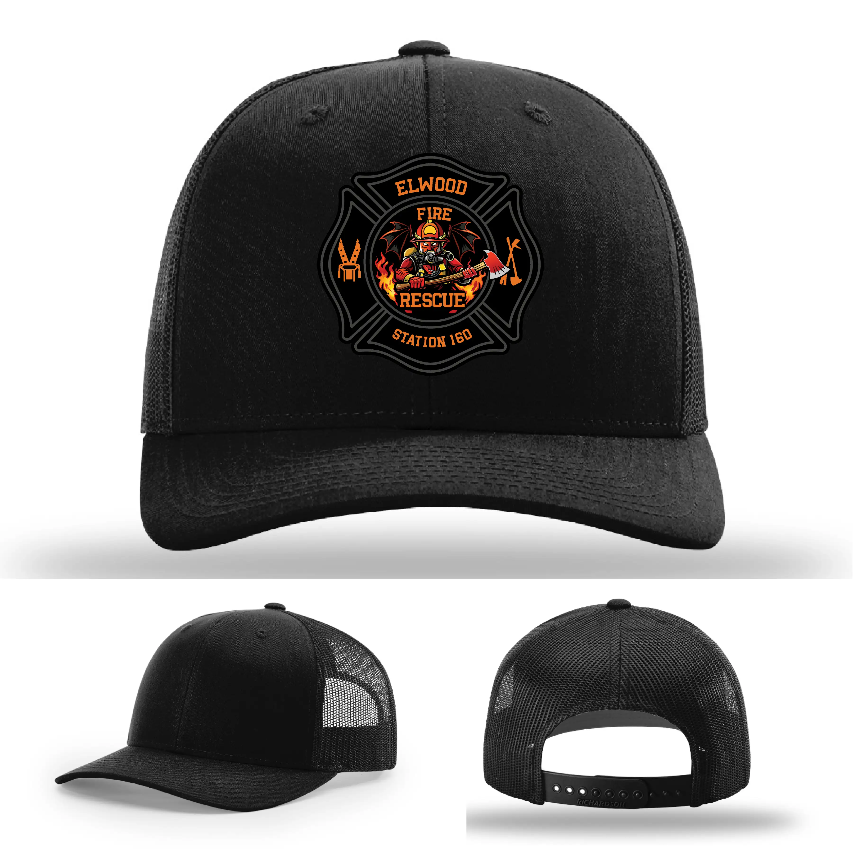 Elwood Fire Rescue leather patch firefighter hat