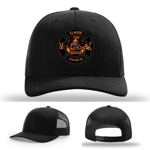 Elwood Fire Rescue leather patch firefighter hat