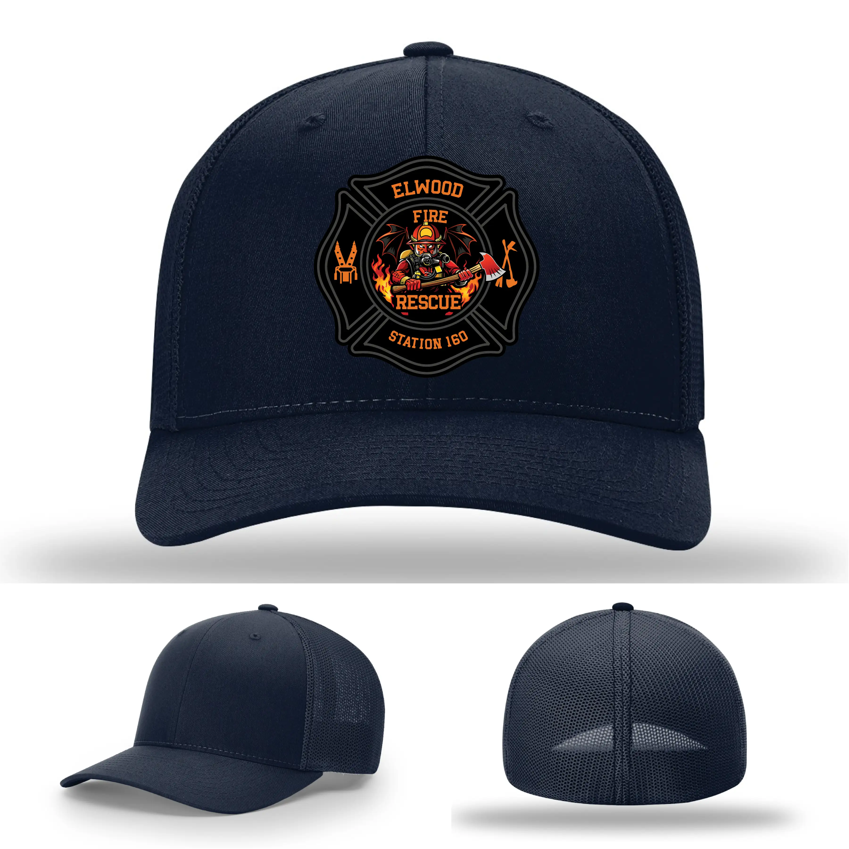 Elwood Fire Rescue leather patch rescue hat