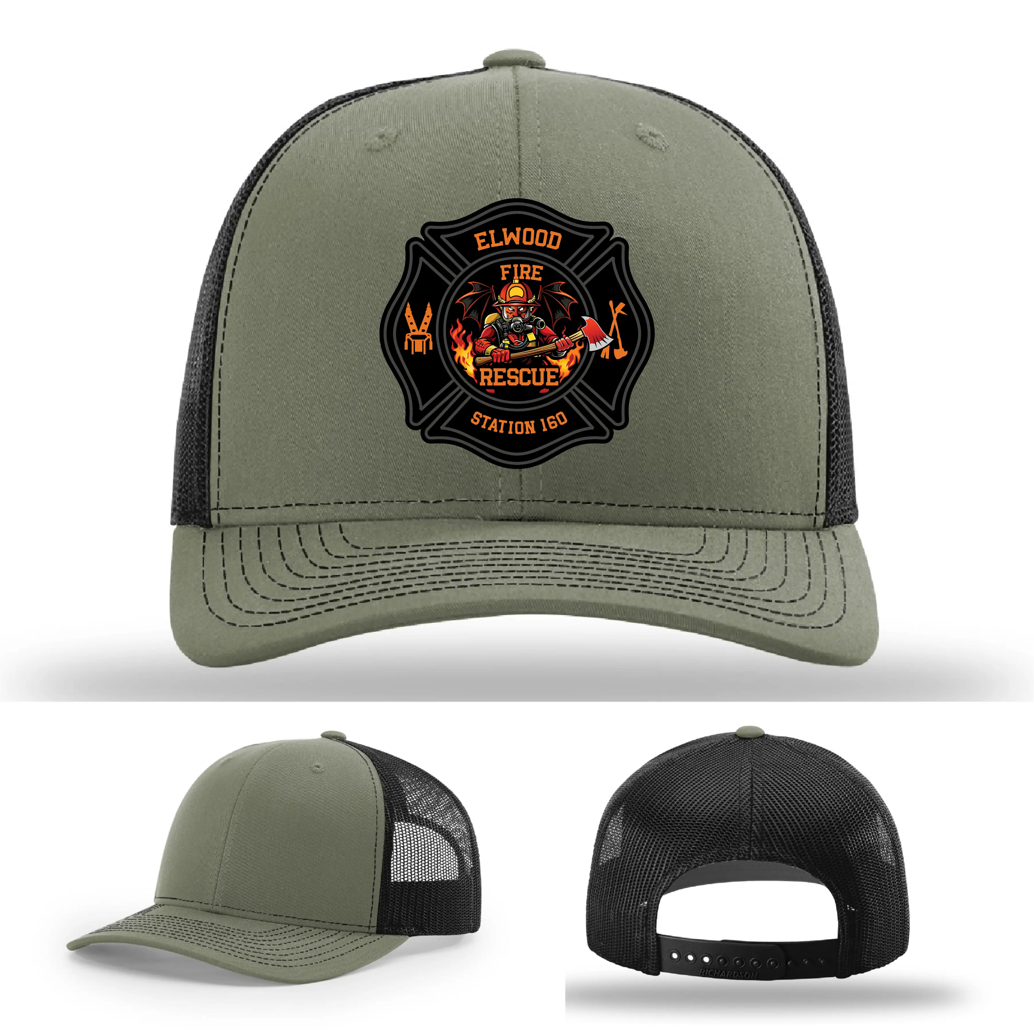 Elwood Fire Rescue leather patch snapback cap