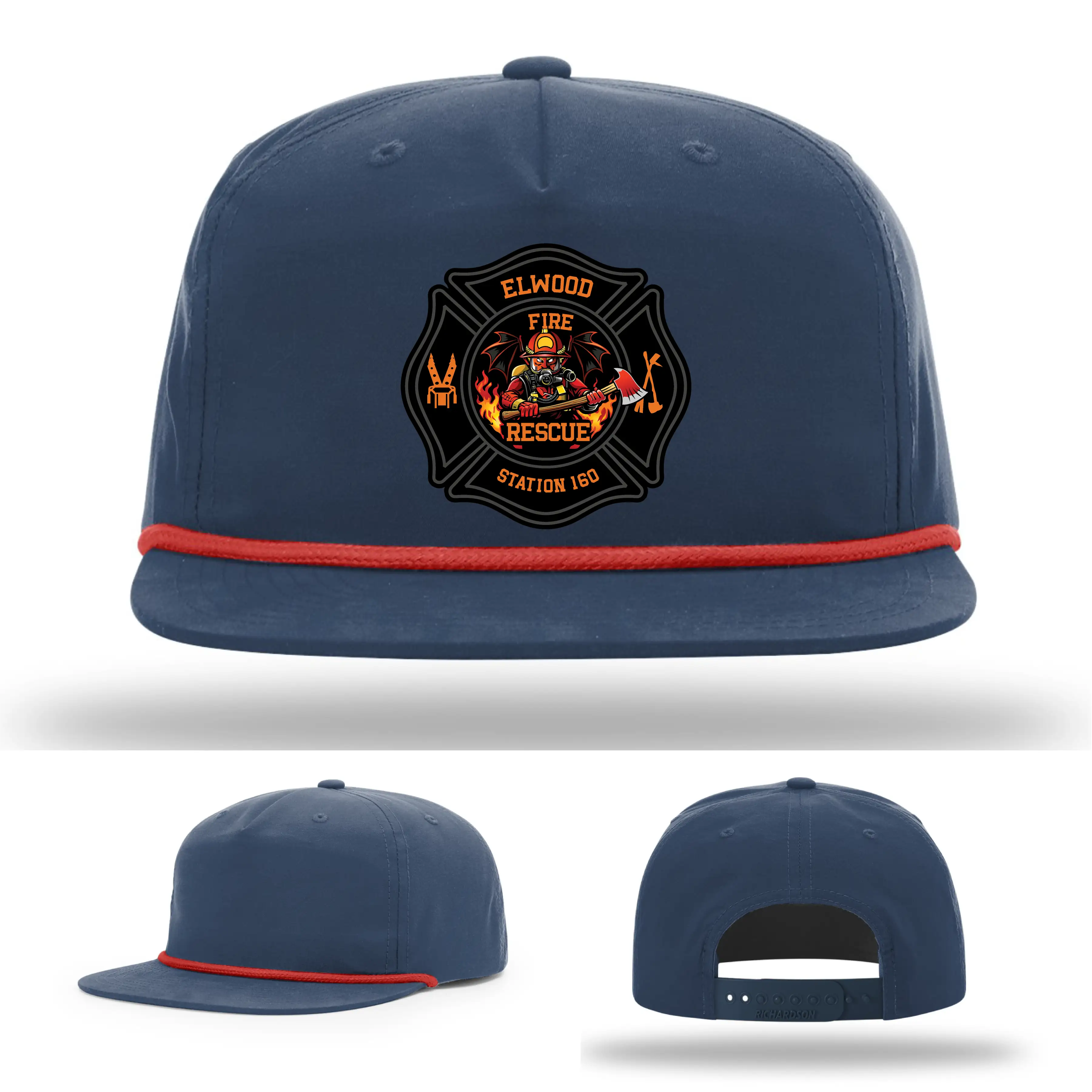 Elwood Fire Rescue station cap with leather patch