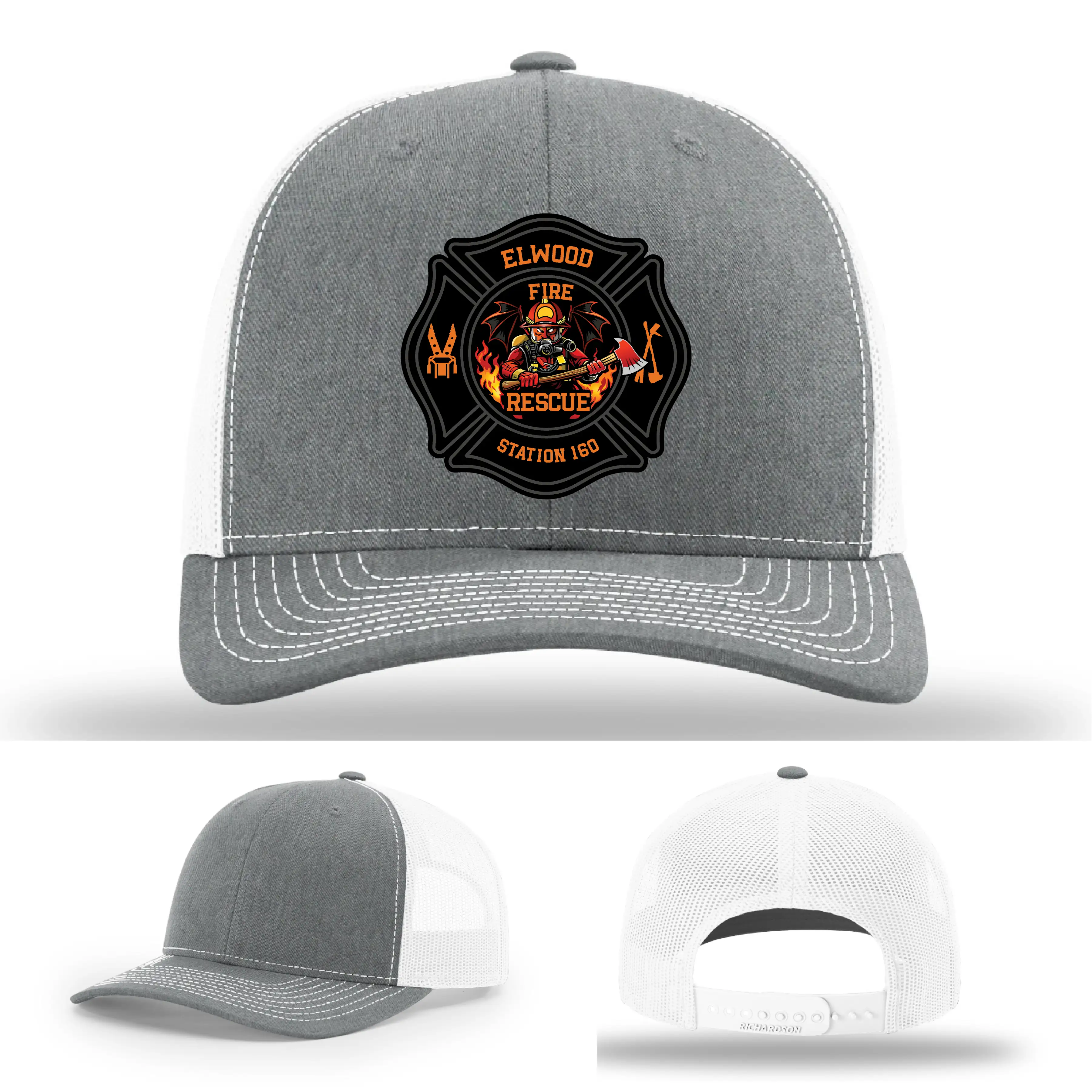 Leather patch firefighter hat for station wear