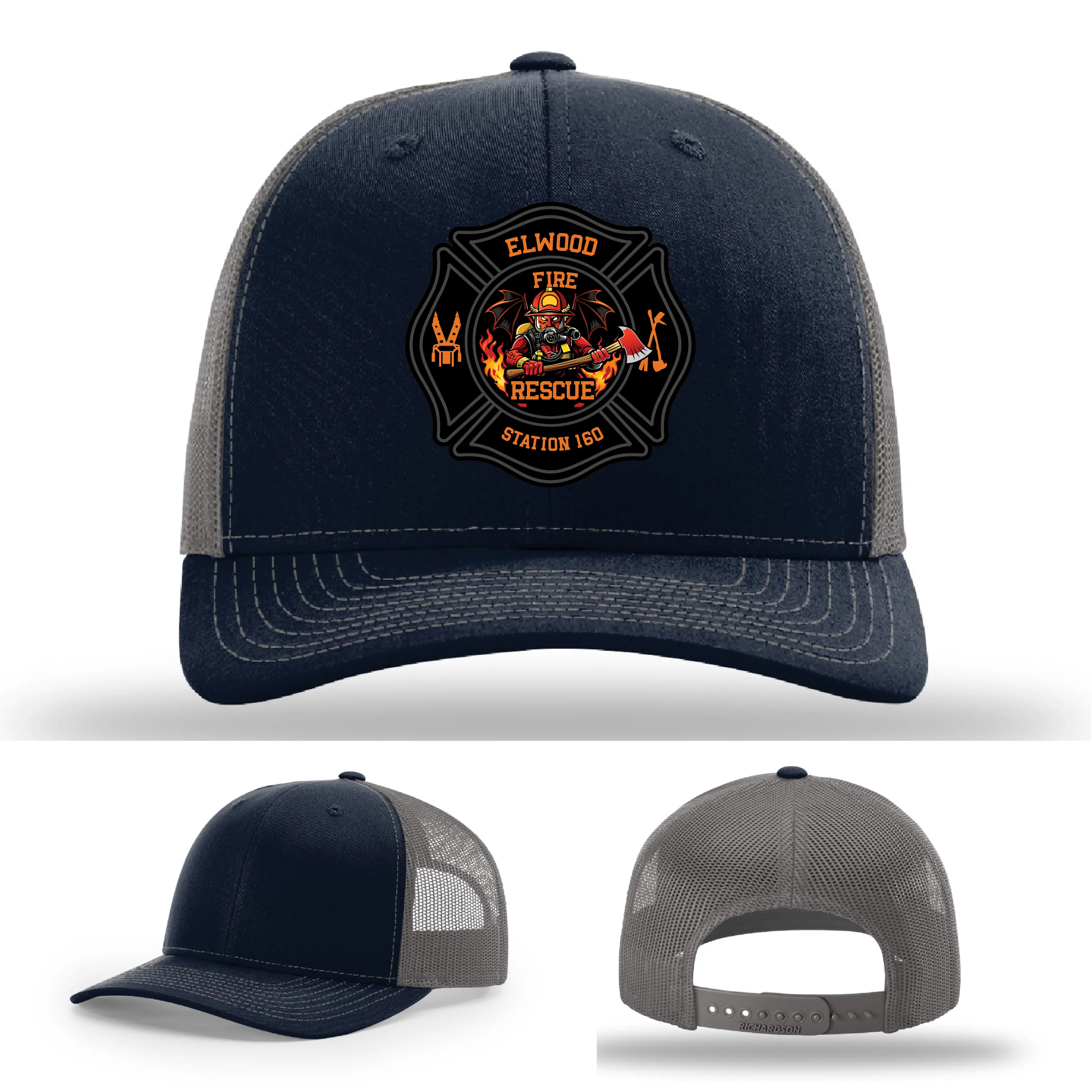 Structured Elwood Fire Rescue leather patch hat