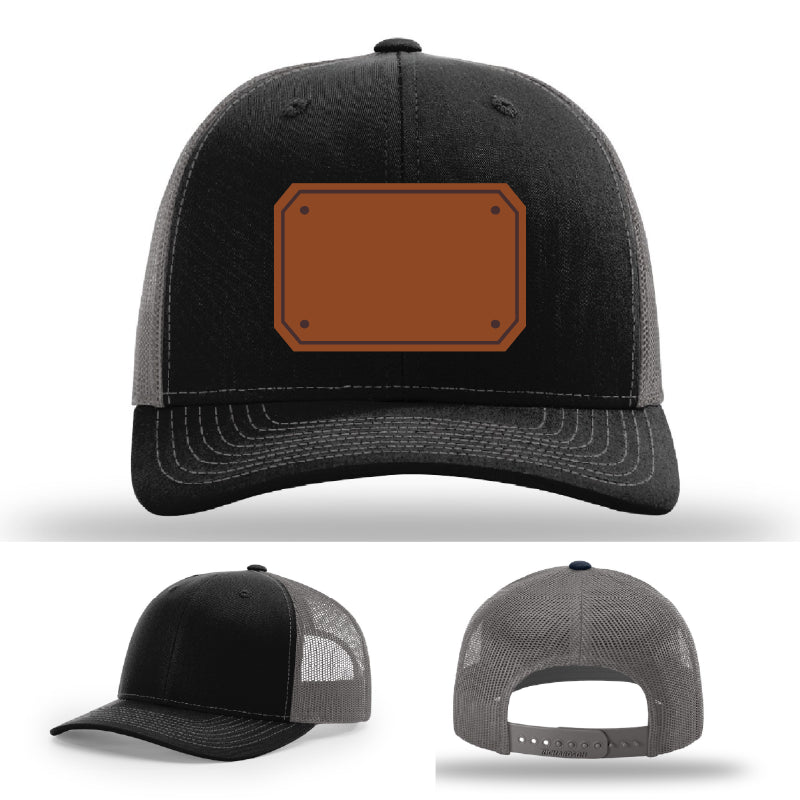 EMT station hat front facing with custom leather patch design