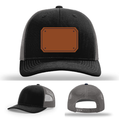 EMT station hat front facing with custom leather patch design