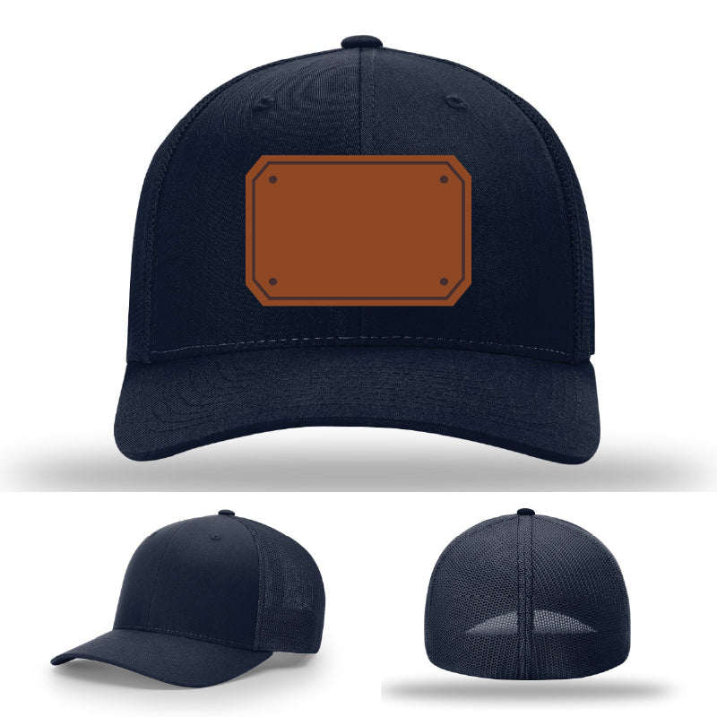 Paramedic apparel hat front view with passport leather patch layout