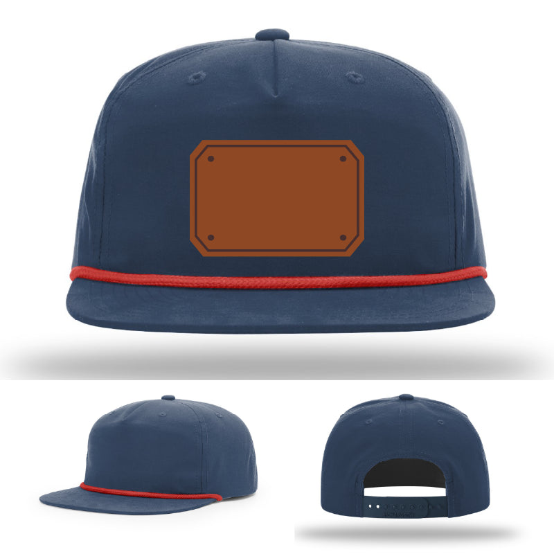 EMT apparel hat front facing with customizable leather patch text