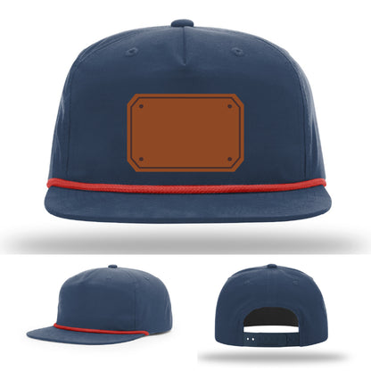 EMT apparel hat front facing with customizable leather patch text