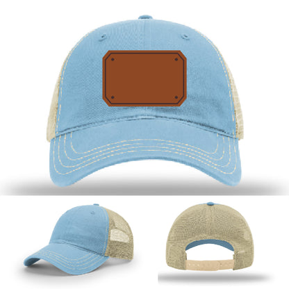 EMT lifestyle hat variant showing durable leather patch detail