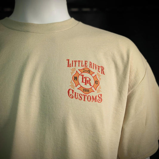 Little River Customs firefighter shirt – front chest logo with LRC Maltese cross design for fire and EMS crews