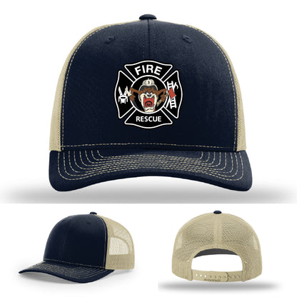 clean firefighter hat with fabius park branding
