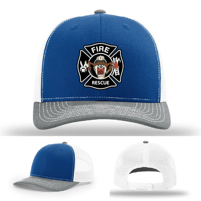 firefighter hat featuring fabius park logo patch