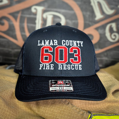 fire department hat with clean embroidered front design