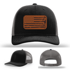 Patriotic firefighter station hat variant with leather patch design