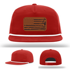 Ready to wear firefighter hat variant with flag and tools leather patch