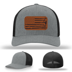 Fire service tradition hat variant with American flag leather patch