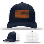 Firefighter lifestyle hat variant with leather patch flag and tools