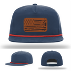 Patriotic firefighter apparel hat variant with flag and tools design