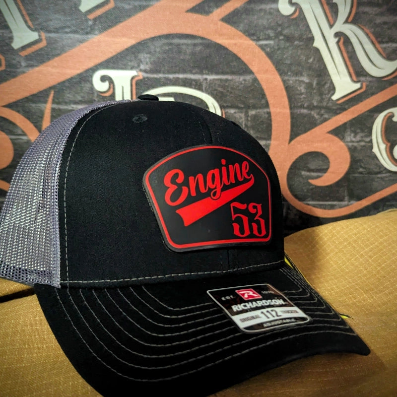 Firefighter hat designed with custom full color passport patch