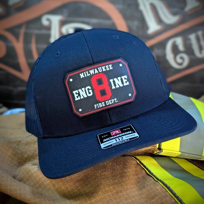 Station hat built with full color passport leather patch
