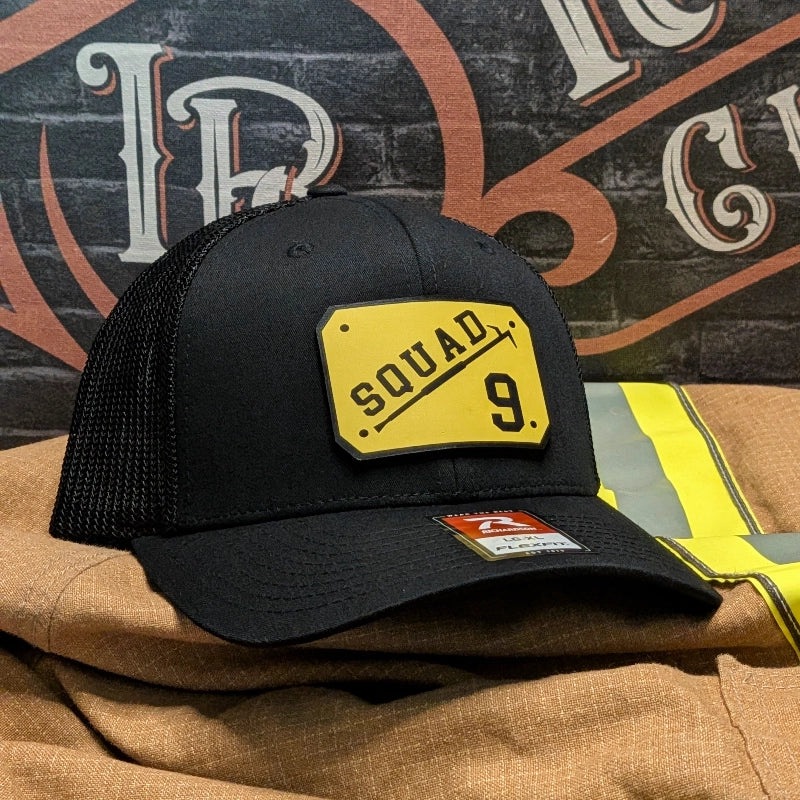 Firefighter hat with vibrant passport leather patch in color