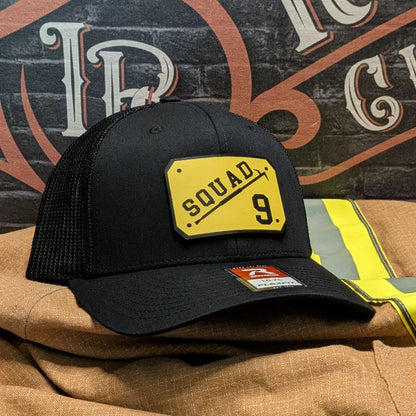 Firefighter hat with vibrant passport leather patch in color