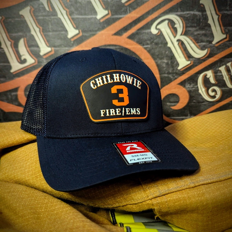 Fire department hat designed with full color passport patch