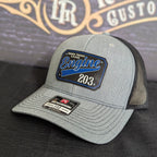 Custom firefighter station hat featuring passport leather patch