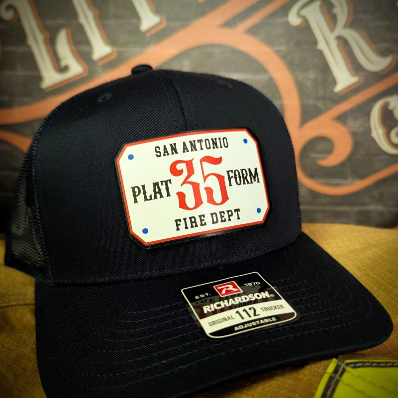 Custom firefighter station hat with full color passport patch