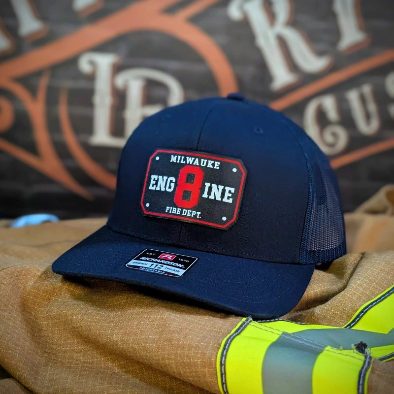 Firefighter hat designed for station use with full color patch