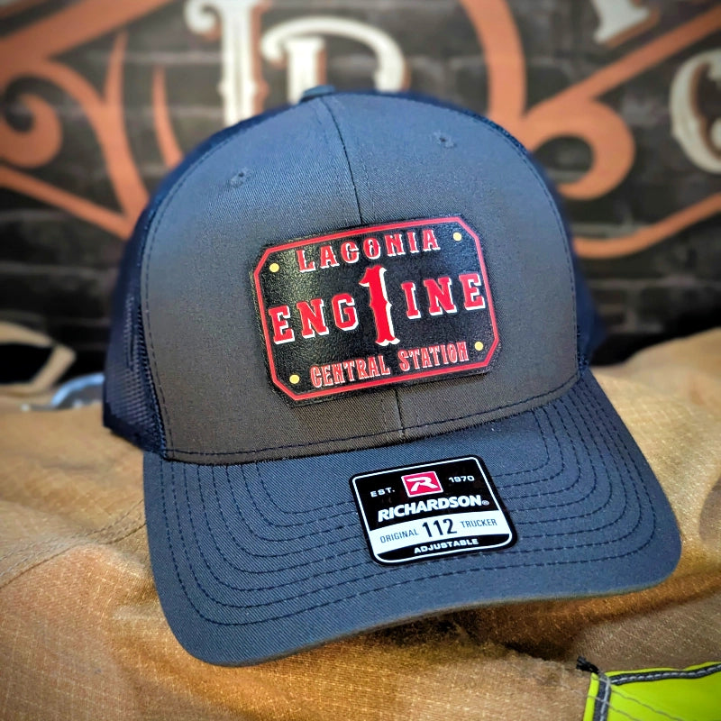 Firefighter hat customized with passport patch in full color