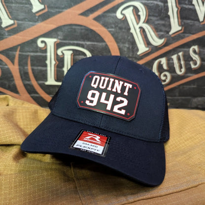 Fire department hat featuring vibrant passport patch