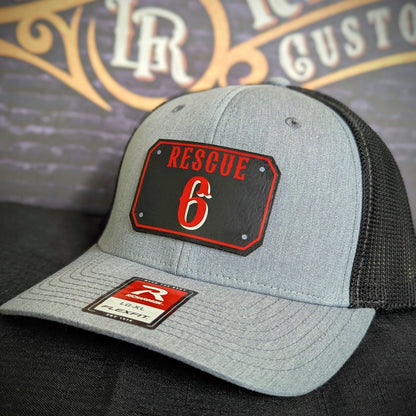 Firefighter hat with bold passport leather patch in full color