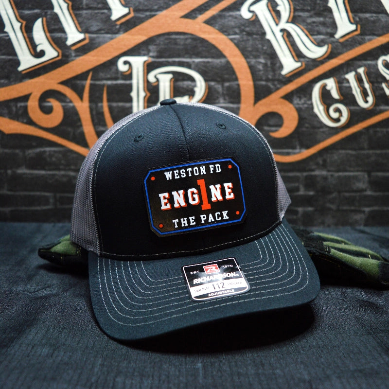 Firefighter hat pressed with full color passport patch detail