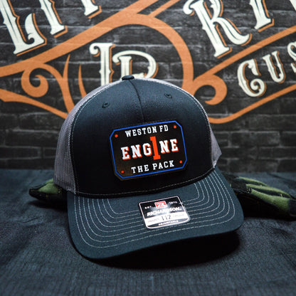 Firefighter hat pressed with full color passport patch detail