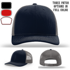 Station hat showing three passport patch shape examples