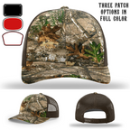 Custom firefighter hat displaying three passport patch samples