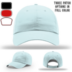 Station hat showing three passport leather patch variations