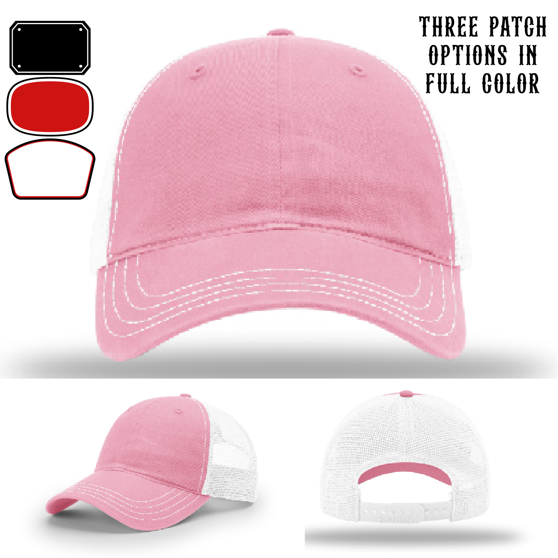 Firefighter hat featuring three passport patch examples