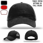 Fire department hat showing three full color passport patch designs