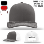 Firehouse hat showing three passport leather patch examples