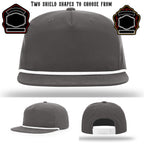Station hat with two custom firefighter shield patch examples