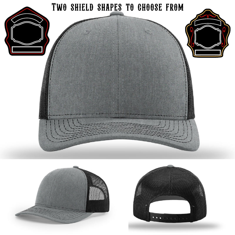Custom firefighter hat with two shield patch style options